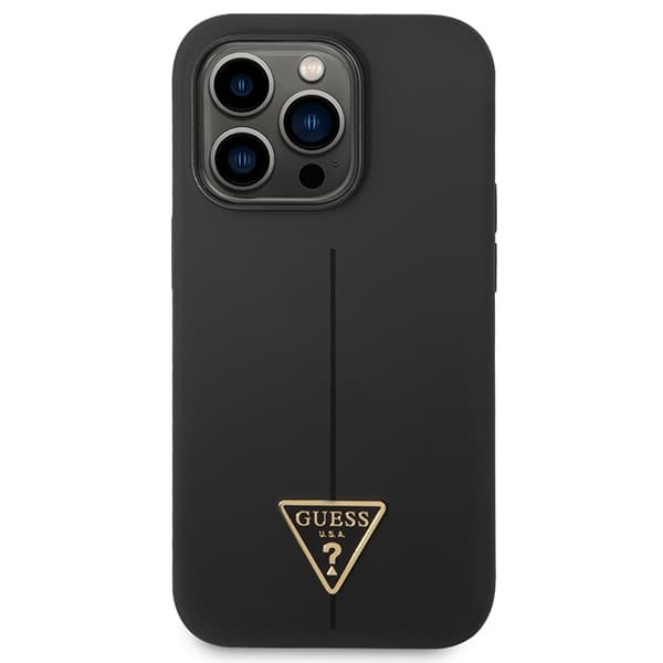 Guess GUHCP14XSLTGK iPhone 14 Pro Max 6,7 sort/sort hårdt cover silikone triangle