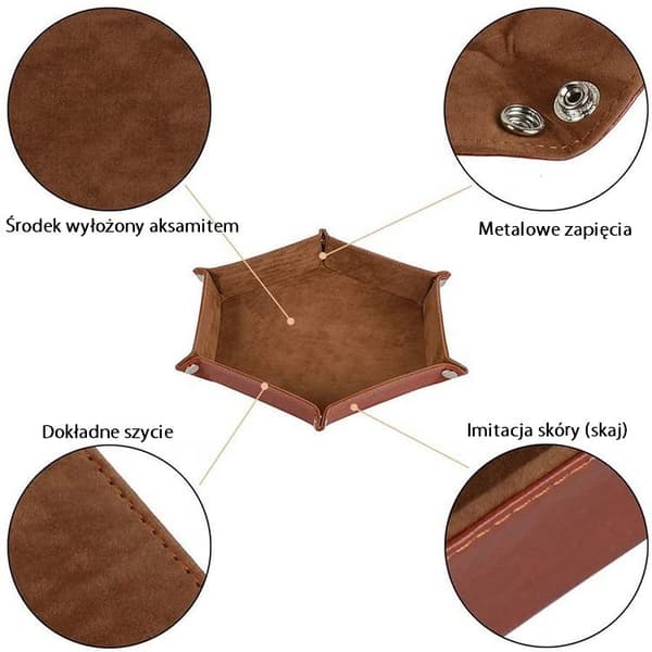 Tärningsbricka i läder, sjöjungfru, hav, sammet, 23 cm