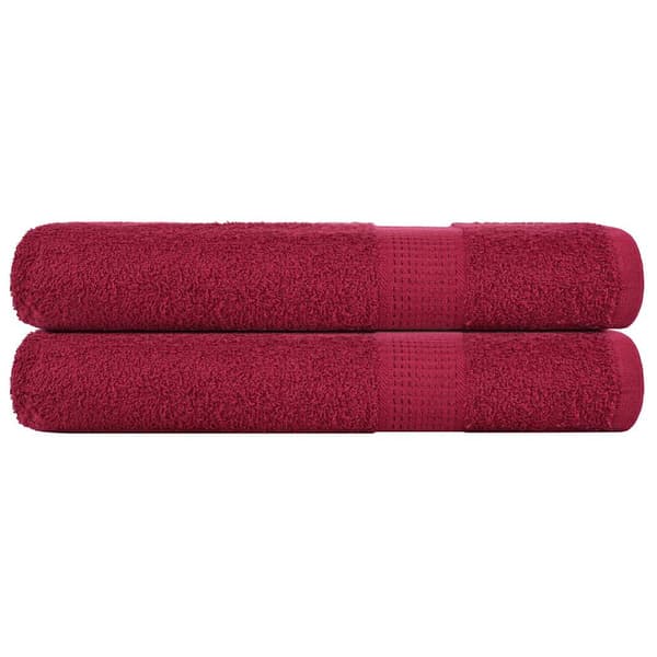 vidaXL Bastuhanddukar, 2 st, vinröda, 80x200 cm, 100 % bomull