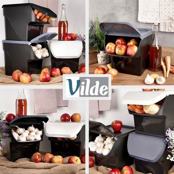 Behållare för grönsaker och frukt med lock antracit 13 l 3-pack