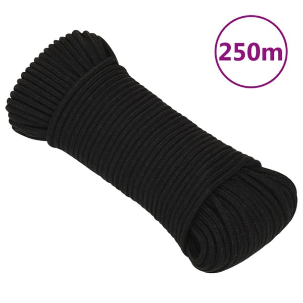vidaXL Arbetsrep, Svart, 3 mm, 250 m, Polyester