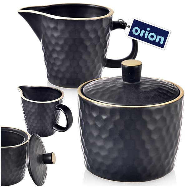 Sukkerskål og mælkekande keramiske sorte TEA TIME 100 ml / 320 ml 2 stk.