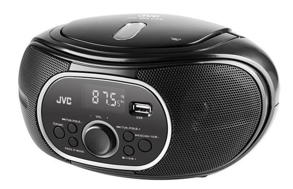 JVC RD-E221B Boombox musta, CD, USB, 2,6 W