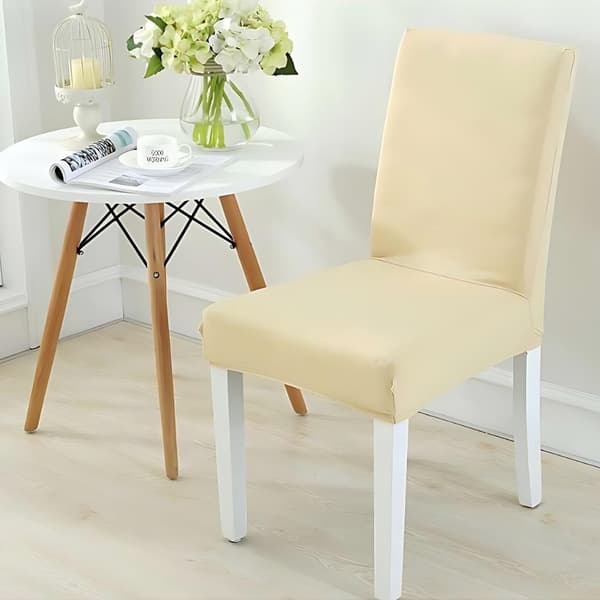 Stolebetræk sæt med 6, elastisk, universal, lys beige