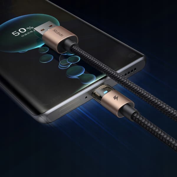 MCDODO KABEL USB-A USB-C SNABBLADDNING USB TYP C 6A 100W 1M LED GULD