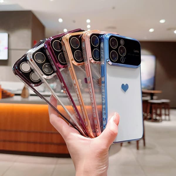 APPLE IPHONE 14 ETUI SORT RAMME TRANSPARENT BAGSIDEN + KAMERABESKYTTELSE