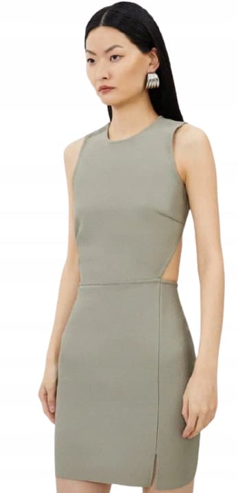 Karen Millen Petite rak klänning khaki mini S