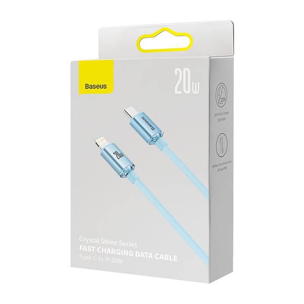 Baseus Crystal Shine USB-C till iPhone-kabel, 20W, 1,2m (Blå)
