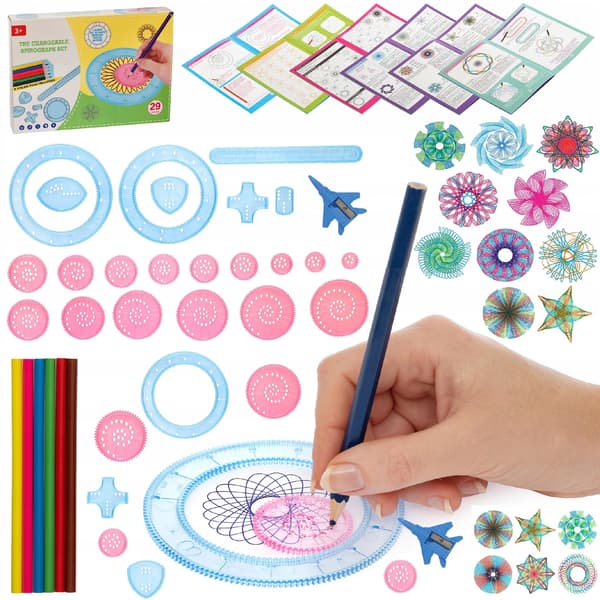 Kreativt ritset SPIROGRAF Mallar Kritor Ark Present