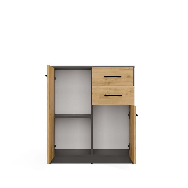 SIMPLO 2D2S KOMMODE 74 CM 2 DØRE 2 SKUFFER ANTRACIT ARTISAN OAK