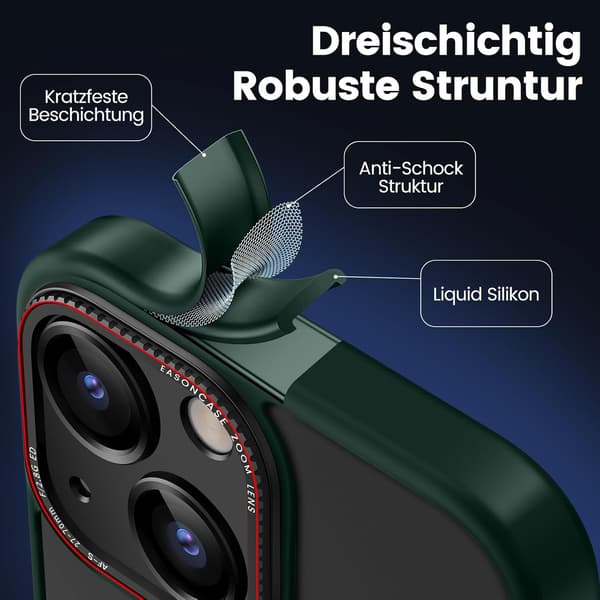 ETUI TIL APPLE IPHONE 14 GRØN KLAR MAT BAGSIDER + MAGSAFE