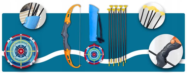 Barnbåge 8 pilar koger Målpilar Båge 52 cm Bågskytteset
