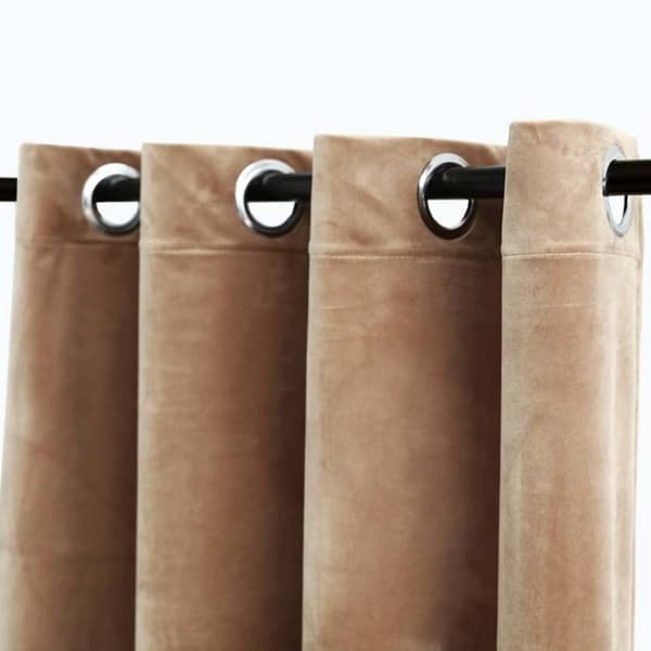 vidaXL Mörkläggningsgardiner med ringar, 2 st, sammet, beige