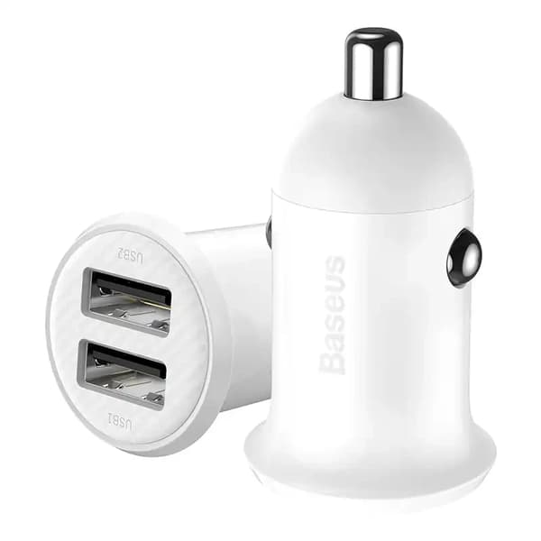 Baseus Grain Pro Autolaturi 2x USB 4.8A (Valkoinen)