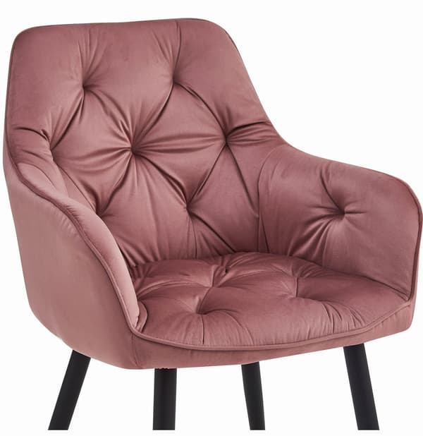 JORK stol - rosa sammet / svarta ben x 2