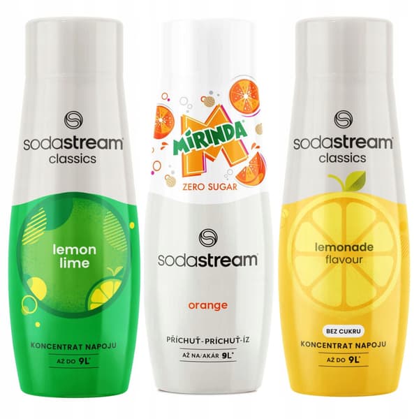 Sirup til SodaStream Lemon Lime + Mirinda Zero + Lemonade kulsyremaskine