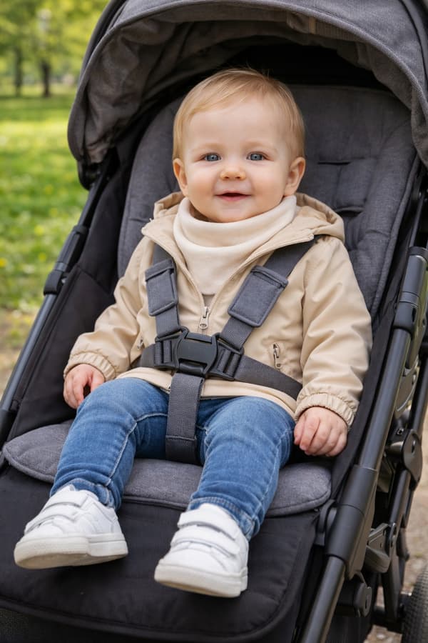 Børne rullekravetørklæde 100% bomuld 6-12M Forår Efterår BEIGE sand