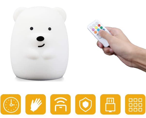 Silikoninen yölamppu Teddy Bear LED RGB