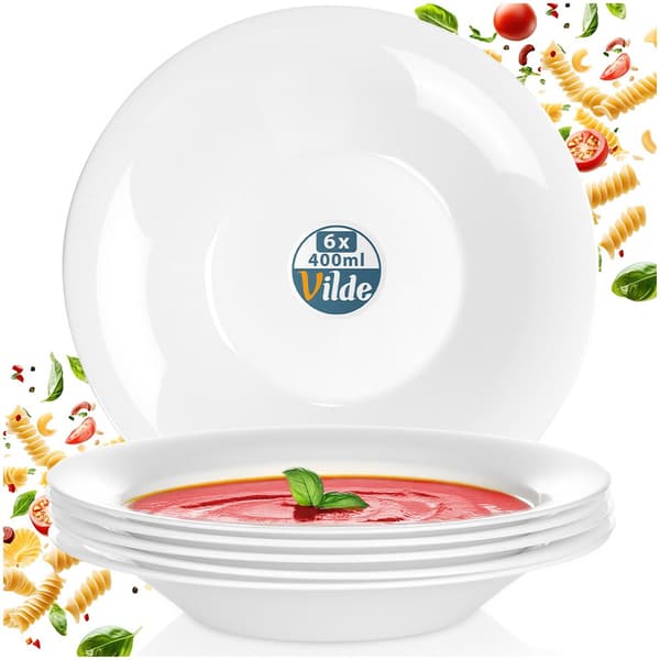 Glasdjupa tallrikar vita 21,5 cm 400 ml 6 st