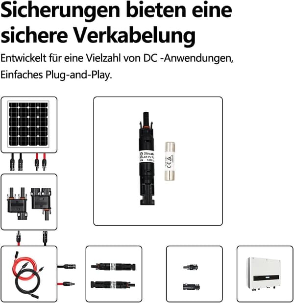 Aurinkopaneeliliitin, vedenpitävä sulake 20A 1000V IP68