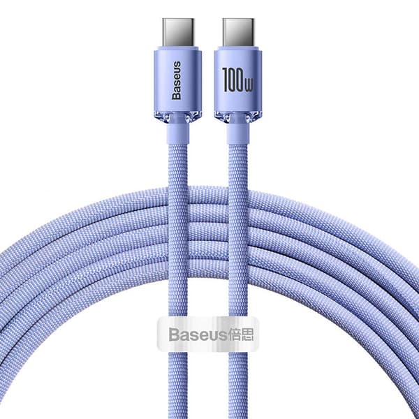 Baseus Crystal Shine USB-C til USB-C kabel, 100W, 1,2m (lilla)