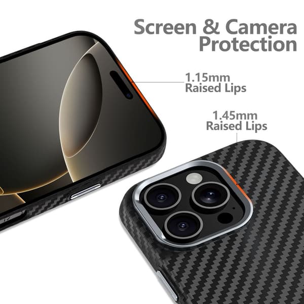 TECH-PROTECT ION CARBON MAGSAFE IPHONE 16 PRO MAX SORT/SØLV