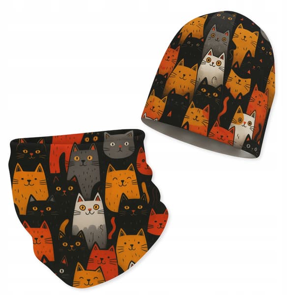 Babyset mössa + halsduk 74-86 varm 40-44 höstkatter