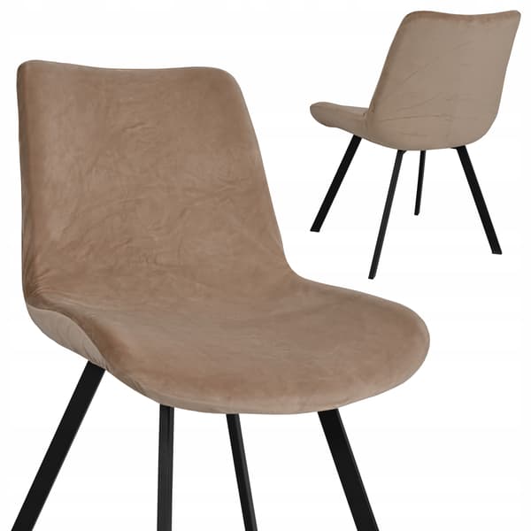 VELOUR ELASTISKT ÖVERDRAG FÖR STOR SKANDINAVISK STOL BEIGE