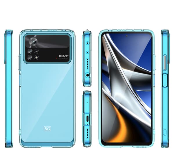 Outer Space-cover til Xiaomi Poco X4 Pro 5G med fleksibel ramme, blå