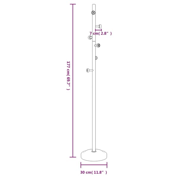 vidaXL stående knagerække sort 177 cm malet jern