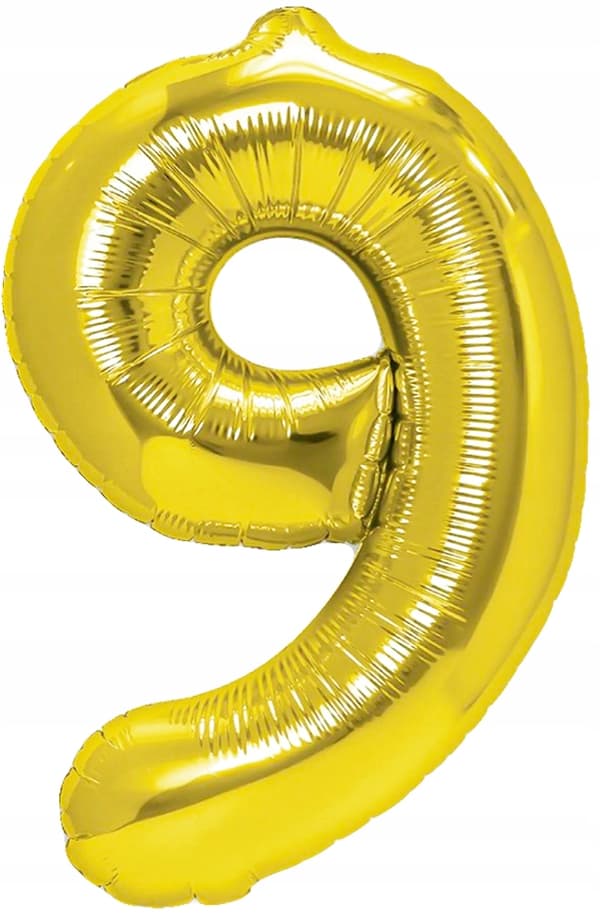Nummer ni folieballon 9, guld, 40 cm