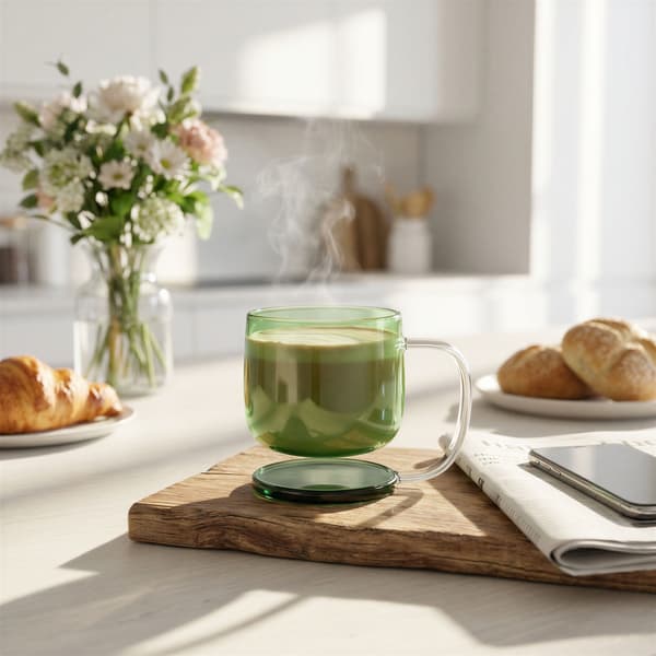 GLAS MED LUFTLEVITATIONSEFFEKT MUGG GRÖN 300 ml