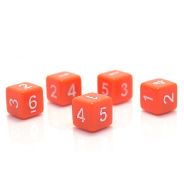1,6 cm RPG orange sekssidet terning D6