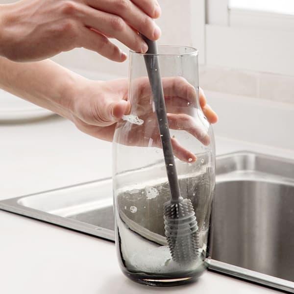 SILIKONEBØRSTE TIL OPVASK AF OPSKØR, GLAS OG FLASKER TIL KØKKENET 31 cm
