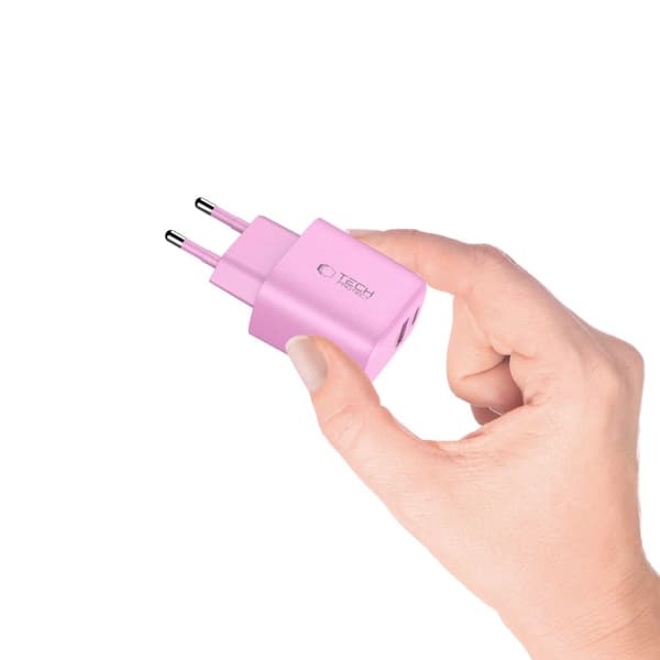 Tech-Protect NCA30 PD 30W QC3.0 USB-A / USB-C Vægoplader - Pink