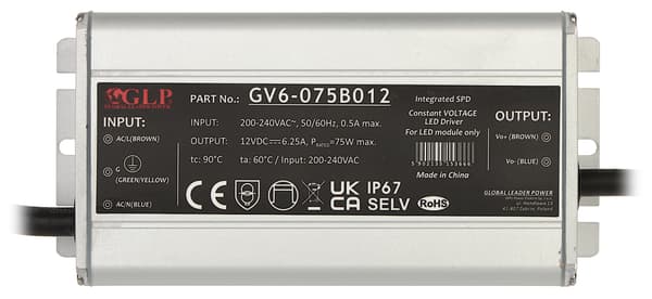 Switchande nätaggregat GV6-12V/6.25A