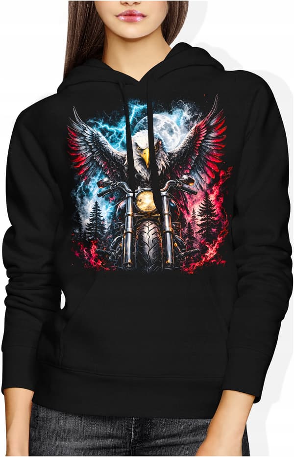 Motorcykeltröja, present till motorcyklist, damer, Eagle-tryck, XL