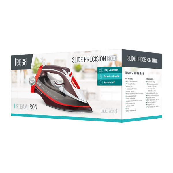 Keramiskt strykjärn Teesa slide precision 3000 Fireman Antikalk Antidropp