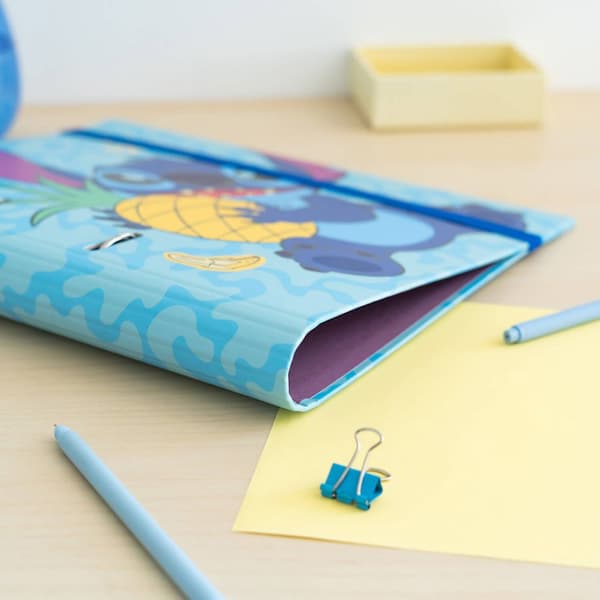 Disney Stitch - A4-mappe fra Tropical-kollektionen (2 ringe, elastik)