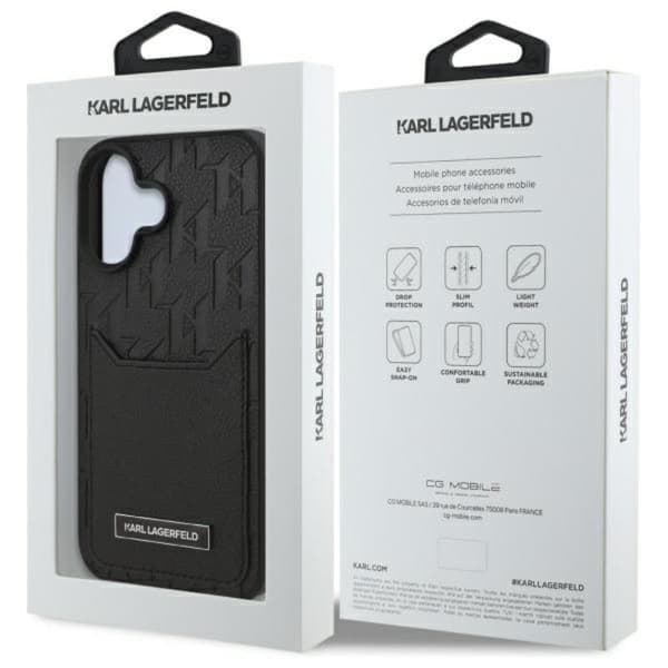 Karl Lagerfeld Cardslots Monogram - iPhone 16 cover (sort)