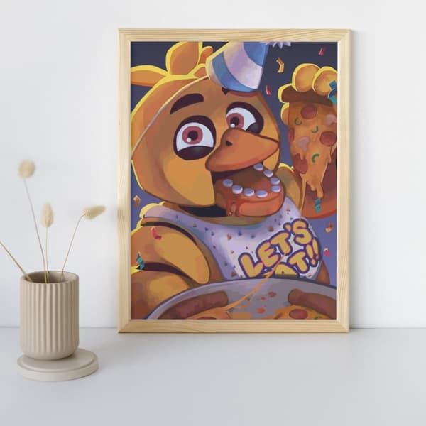 MALING EFTER TAL MED RAMME Billeder til maleri - Chica FNAF 40x50 cm