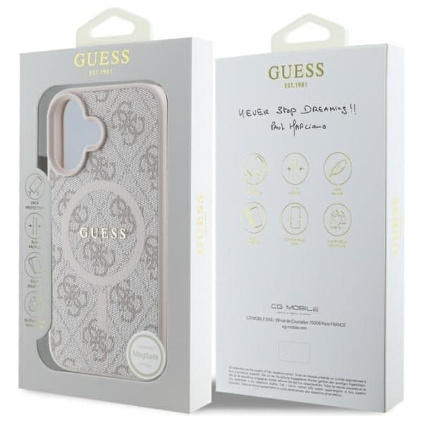 Guess 4G Ring Classic Logo MagSafe - iPhone 16 cover (lyserød)