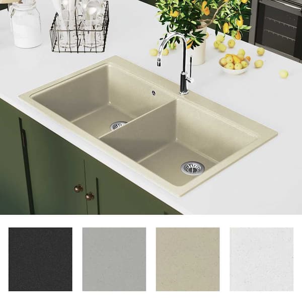 vidaXL Granit Dubbelt Handfat, Beige