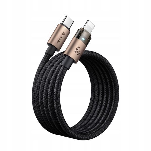 MCDODO USB-C-KABEL SNABBLADDNING FÖR IPHONE LIGHTNING 36W 1M LED GULD