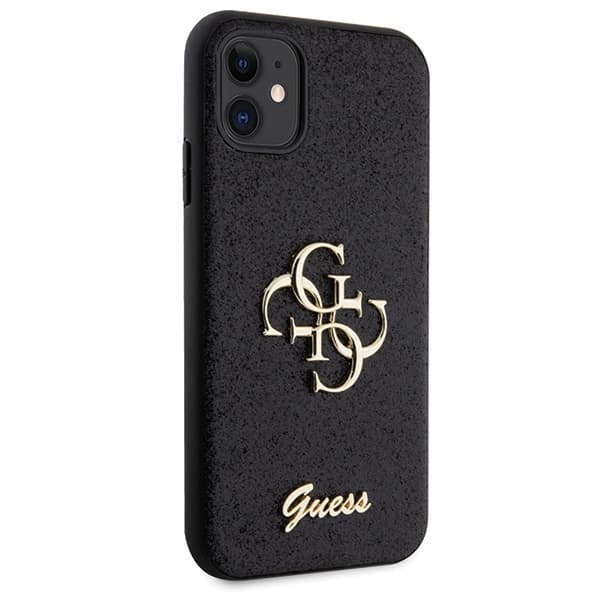 Guess GUHCN61HG4SGK iPhone 11 / Xr 6.1 sort/sort hårdt cover Glitter Script Big 4G