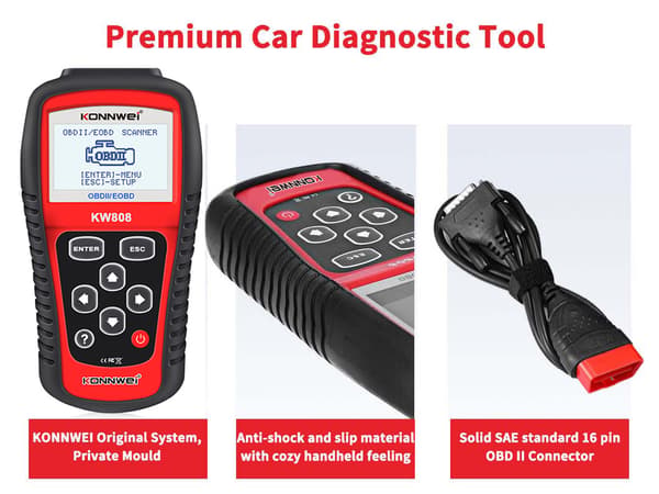 Akun diagnostiikkatesteri OBD2-skanneri Konnwei KW808