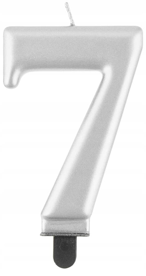 Numero 7 valo, metallinhopeinen, 8 cm, 1 kpl