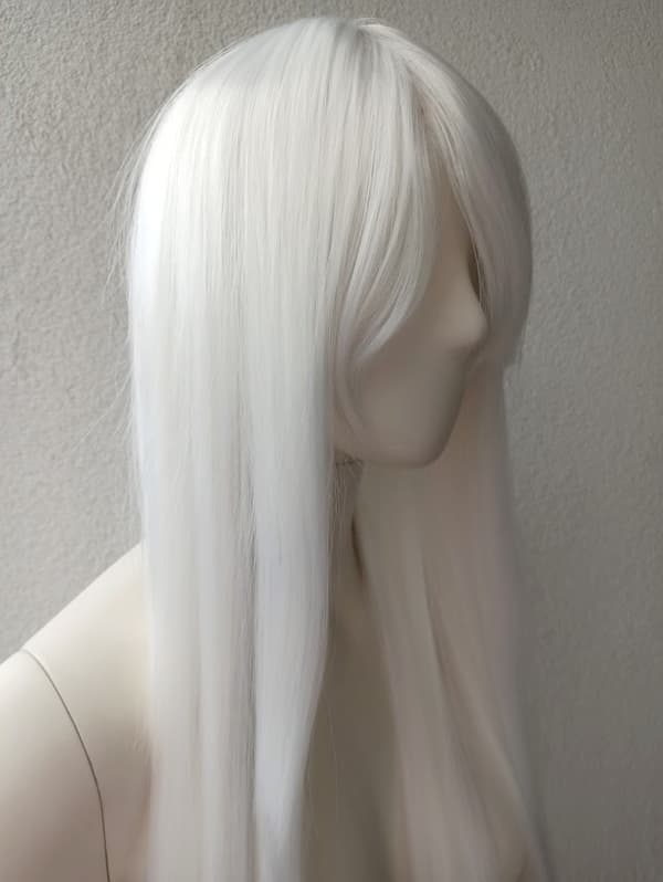 vit lång peruk med lugg cosplay värmebeständig