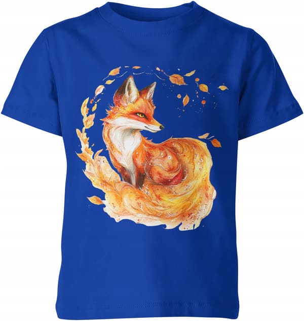 BARN-T-SHIRT MED RÄVTRYCK RÄV HÖSTLÖV RÖDA MED DJUR