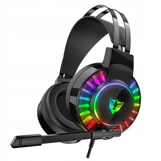 On-Ear-spelhörlurar med mikrofon RGB USB